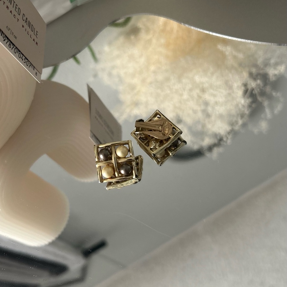 Gold and Pearl Clip-On Earrings